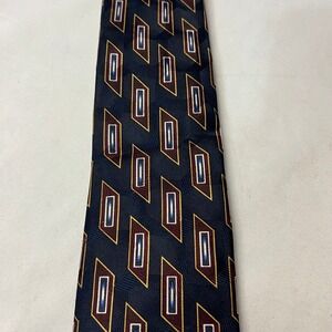 LEO Made in Italy Silk Necktie Geometric Rectangle Pattern Business Casual Dad